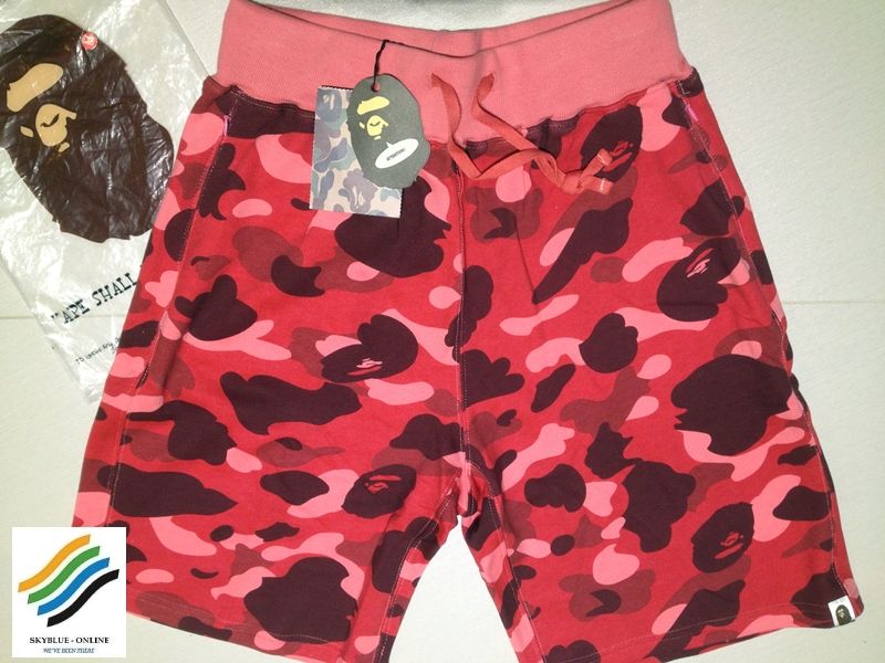 RED Camo Camouflage BAPE Short Shorts Pants A BATHING APE Shirt ...